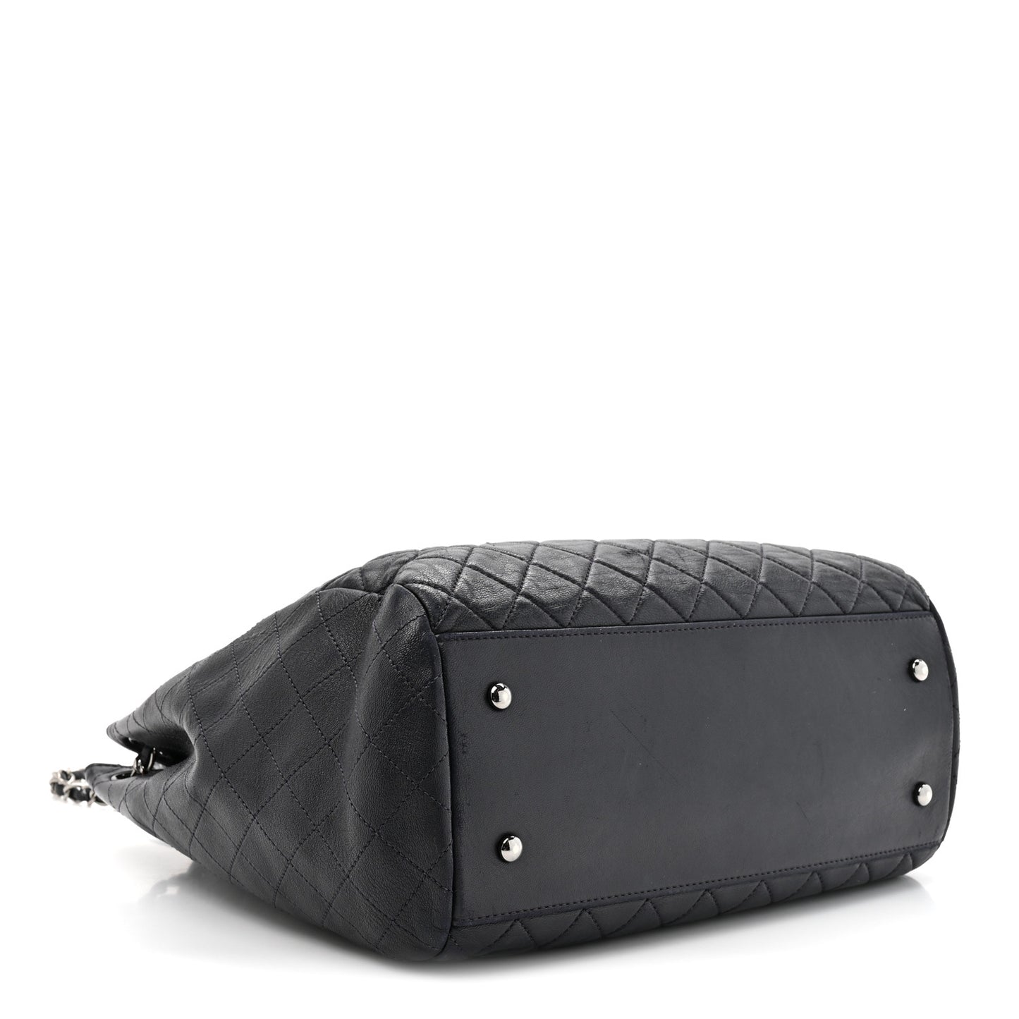 Lambskin Quilted Large Drawstring Shoulder Bag Dark Purple