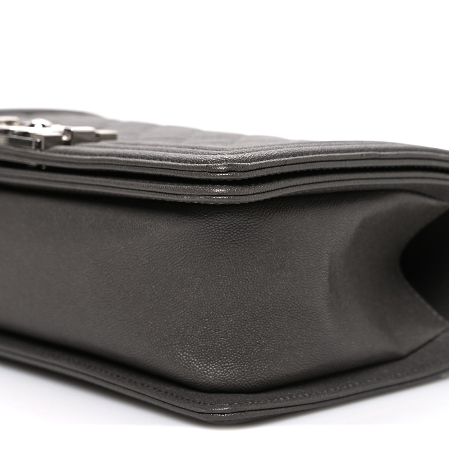 Caviar Quilted Medium Boy Flap Dark Grey
