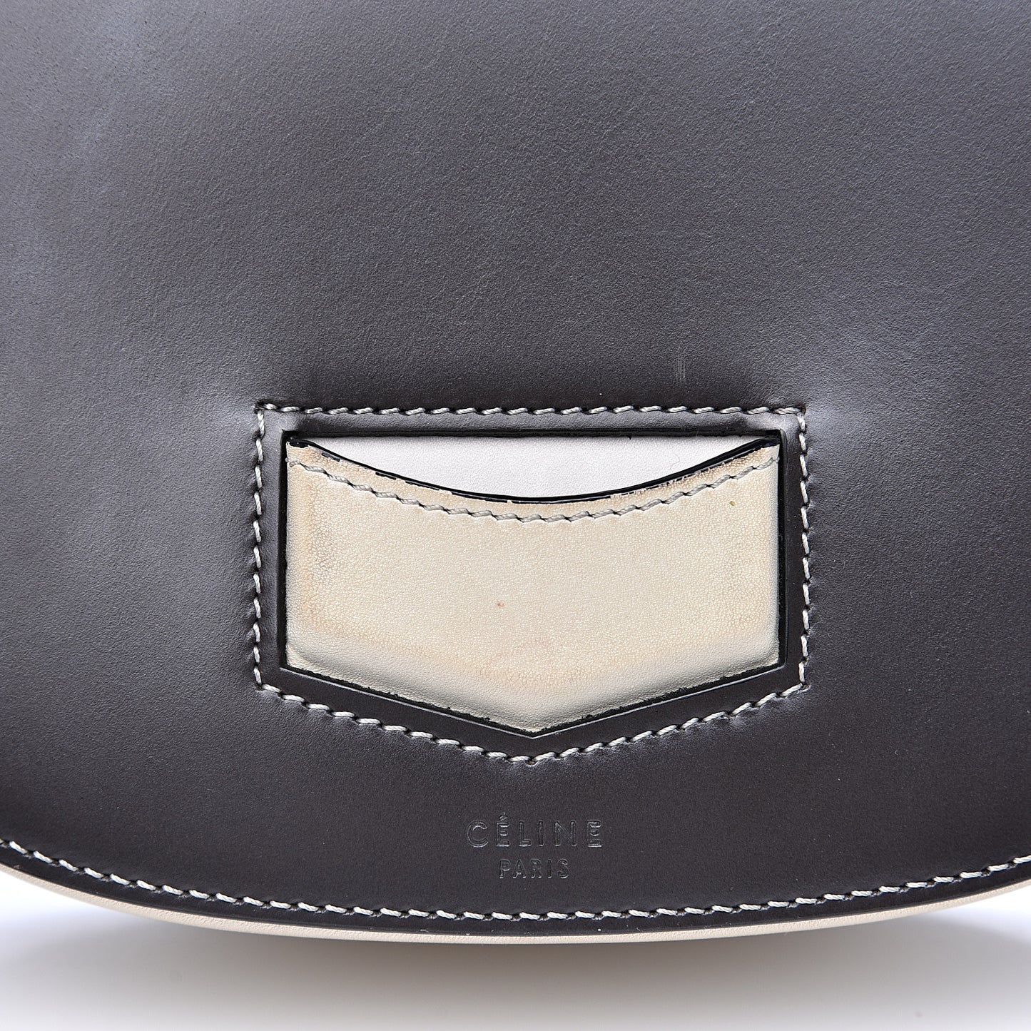 Glazed Calfskin Small Bi-Color Trotteur Dark Grey