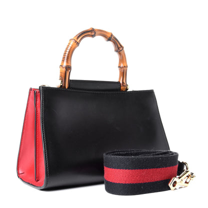 Gucci Nappa Bamboo Web Mini Nymphaea Top Handle Bag Black 2 of 5