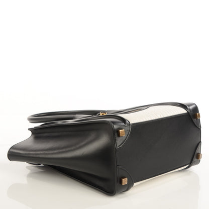 Celine Smooth and Textured Calfskin Micro Bi-Color Luggage Black White 4 of 8