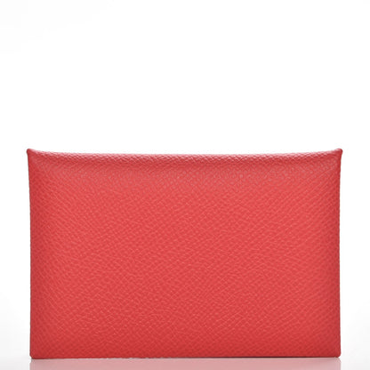 Hermes Epsom Calvi Card Case Rouge Casaque 1 of 9