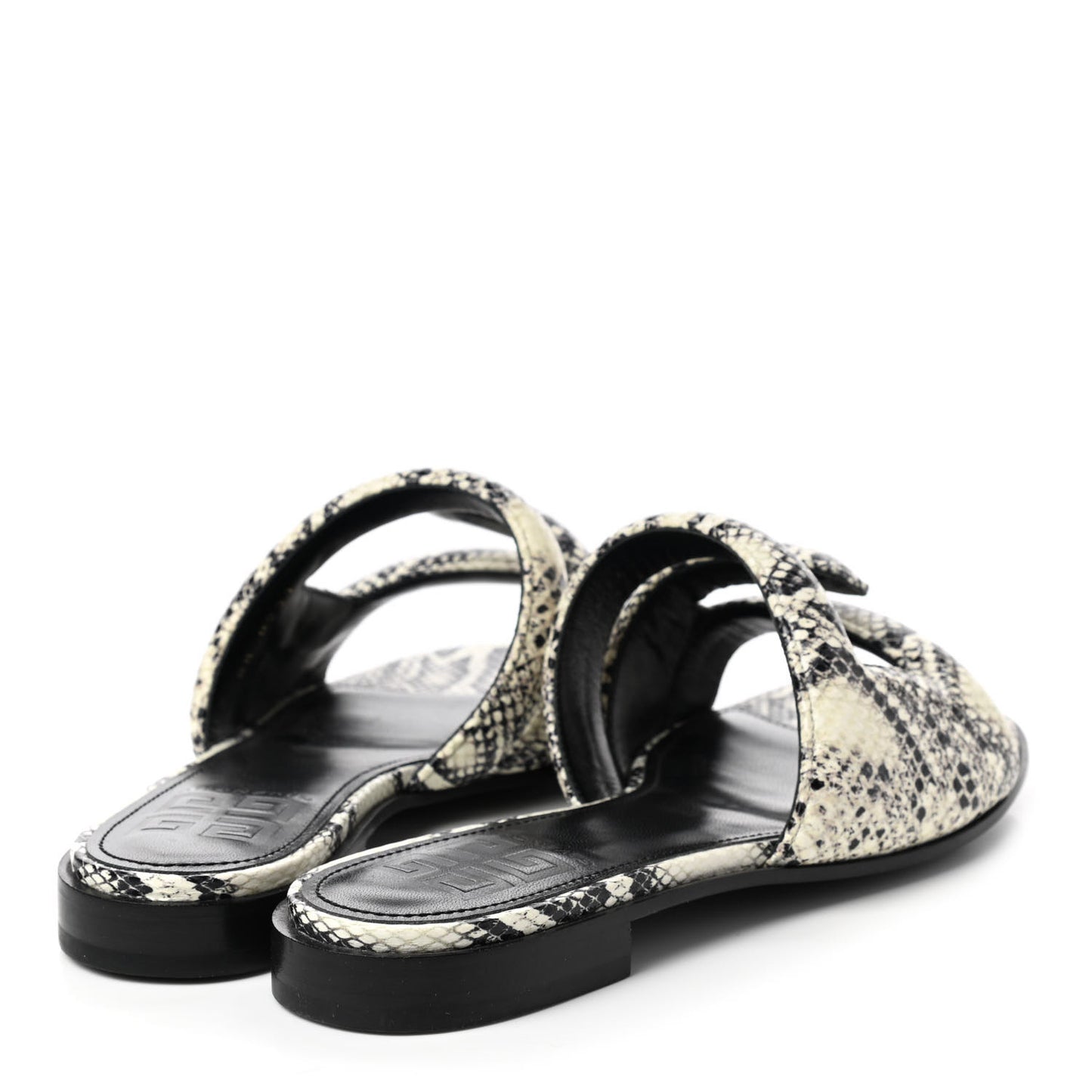 Calfskin Snakeskin Print G Flat Sandals 37 Grey