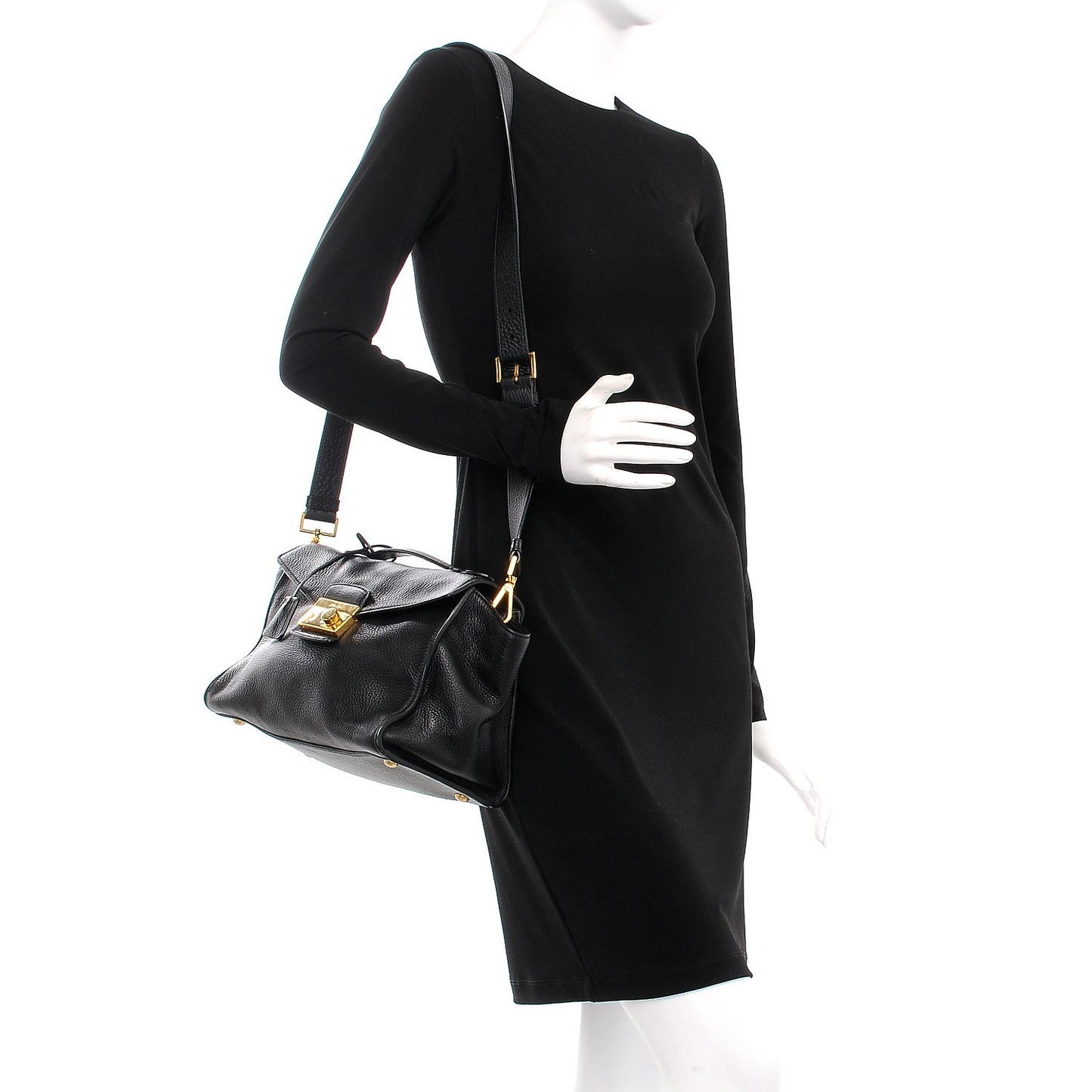 Vitello Daino Sound Twin Pocket Satchel Black