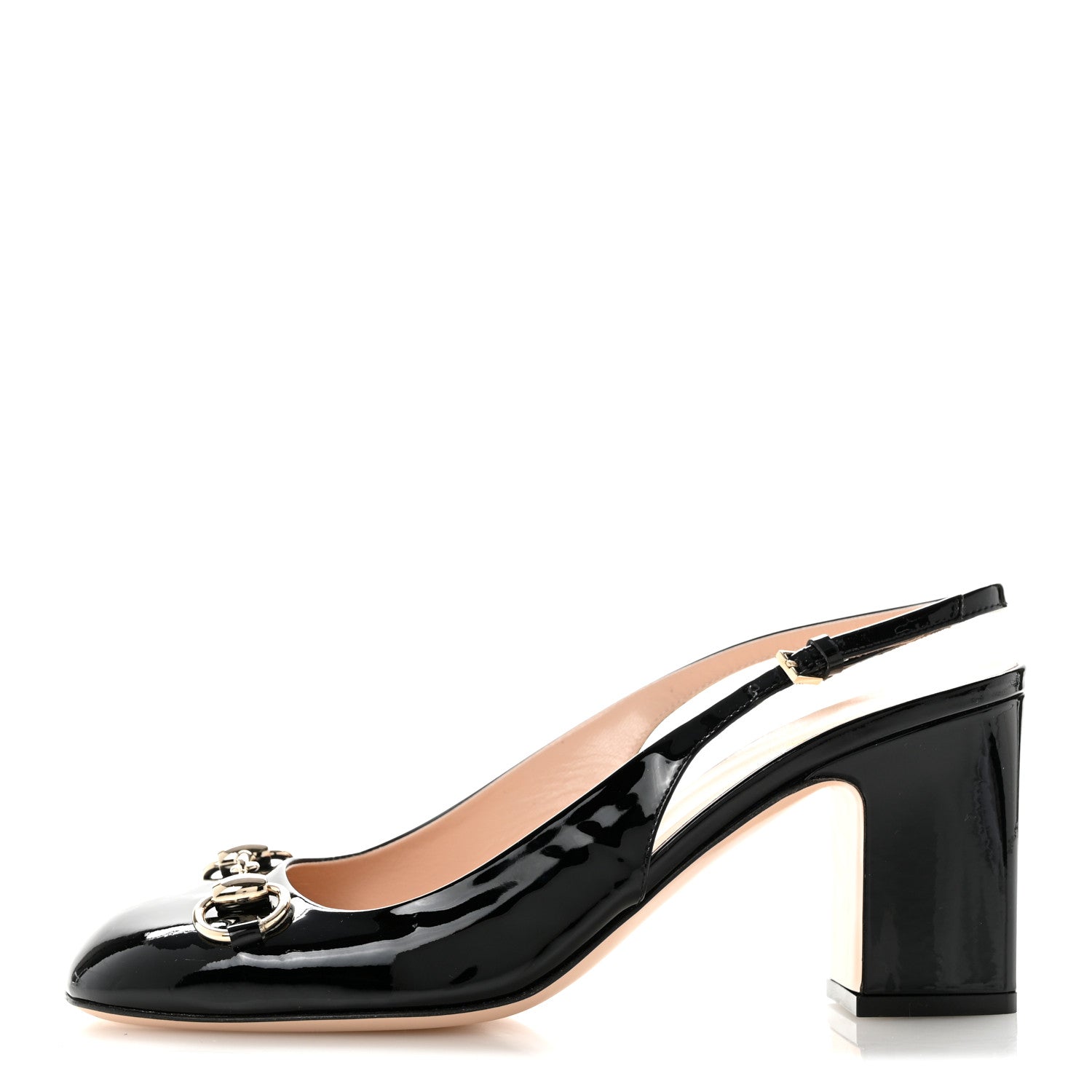 Gucci Vernice Crystal Horsebit Lady Slingback Pumps 37 Black 1 of 10