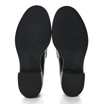 Prada Spazzolato Metal Triangle Logo 50mm Loafers 38 Black 5 of 8