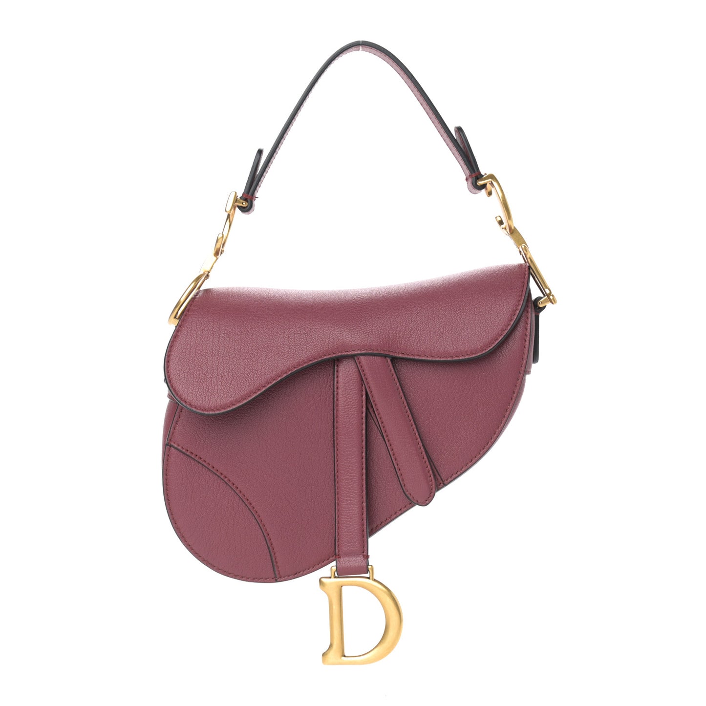 Grained Calfskin Mini Saddle Bag Burgundy