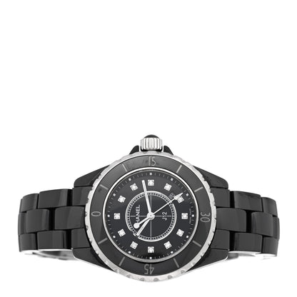 Chanel Stainless Steel Ceramic Diamond 33mm J12 Quartz Watch Black 2 of 5