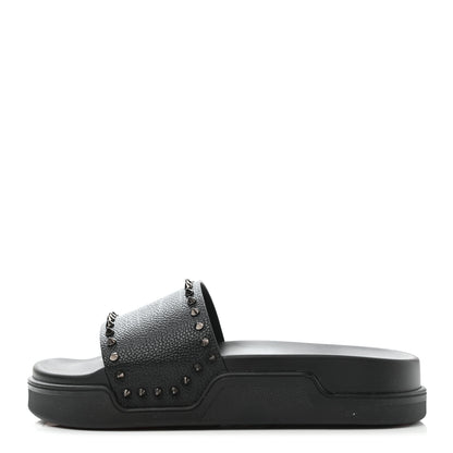 Christian Louboutin Calfskin Studded Pool Fun Platform Flat Slide Sandals 43 Black 1 of 10