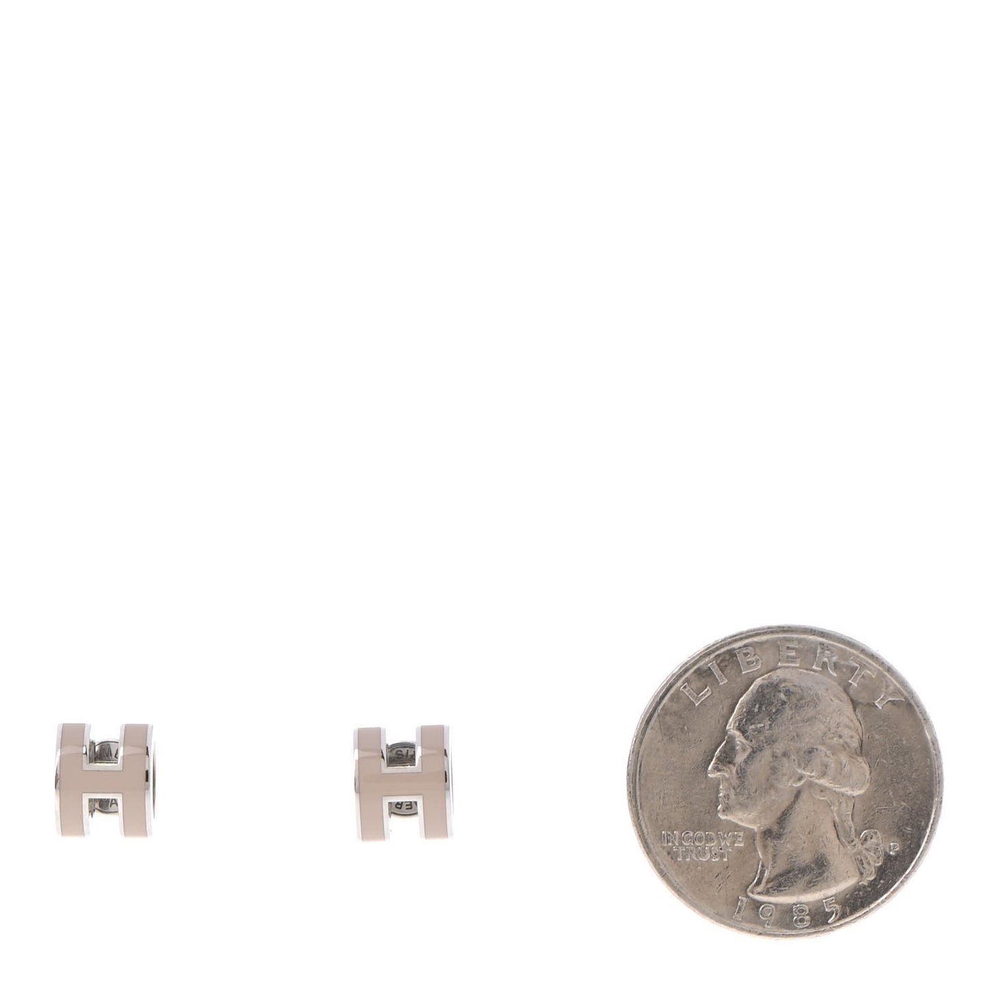 Palladium Lacquered Mini Pop H Earrings Marron Glace