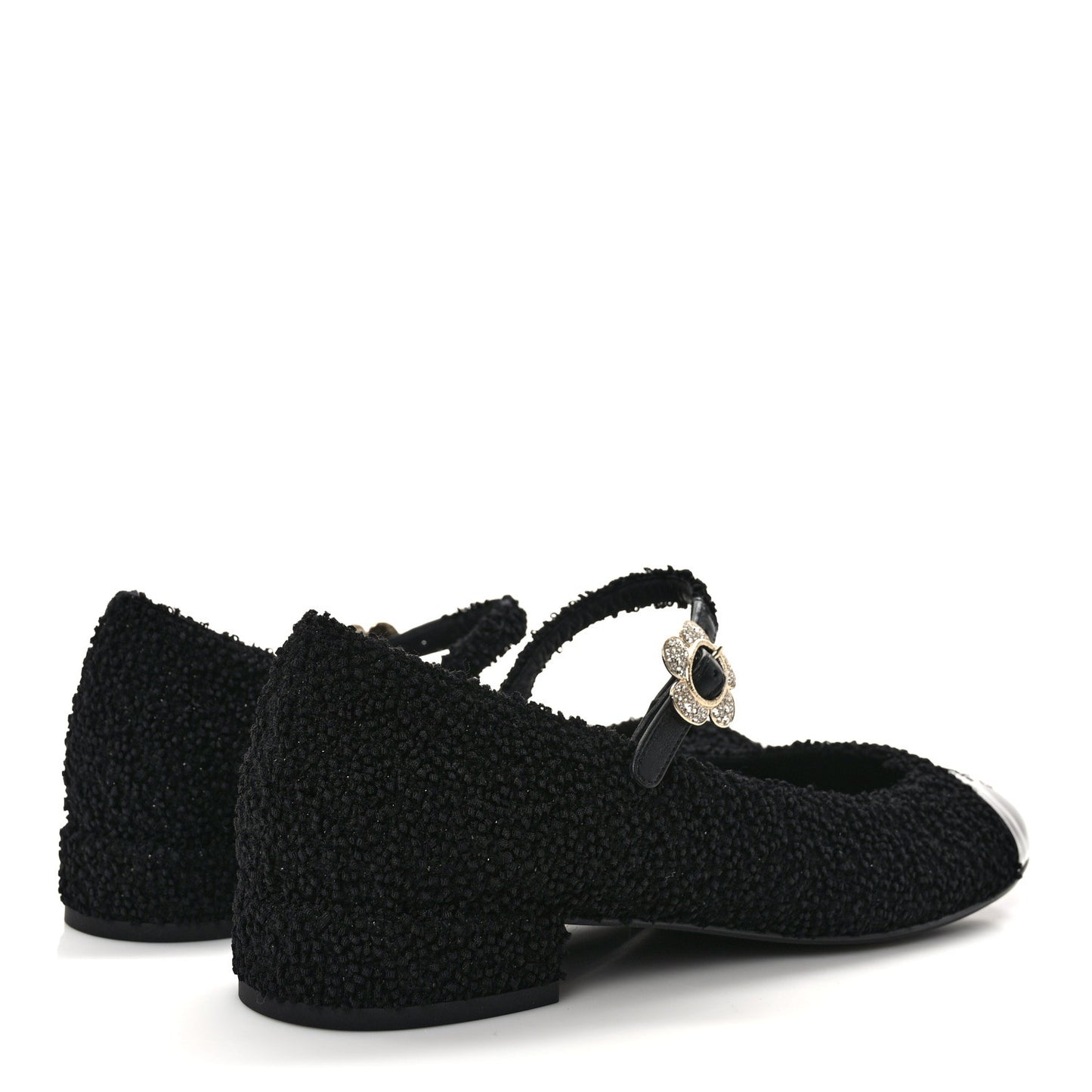 Tweed Patent Mary Jane Flats 41 Black