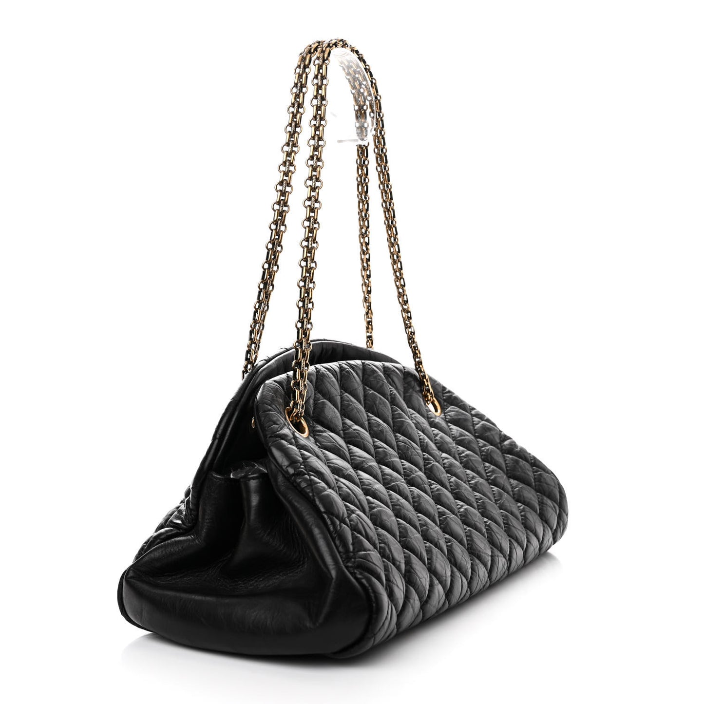 Aged Calfskin Quilted Medium Just Mademoiselle Black