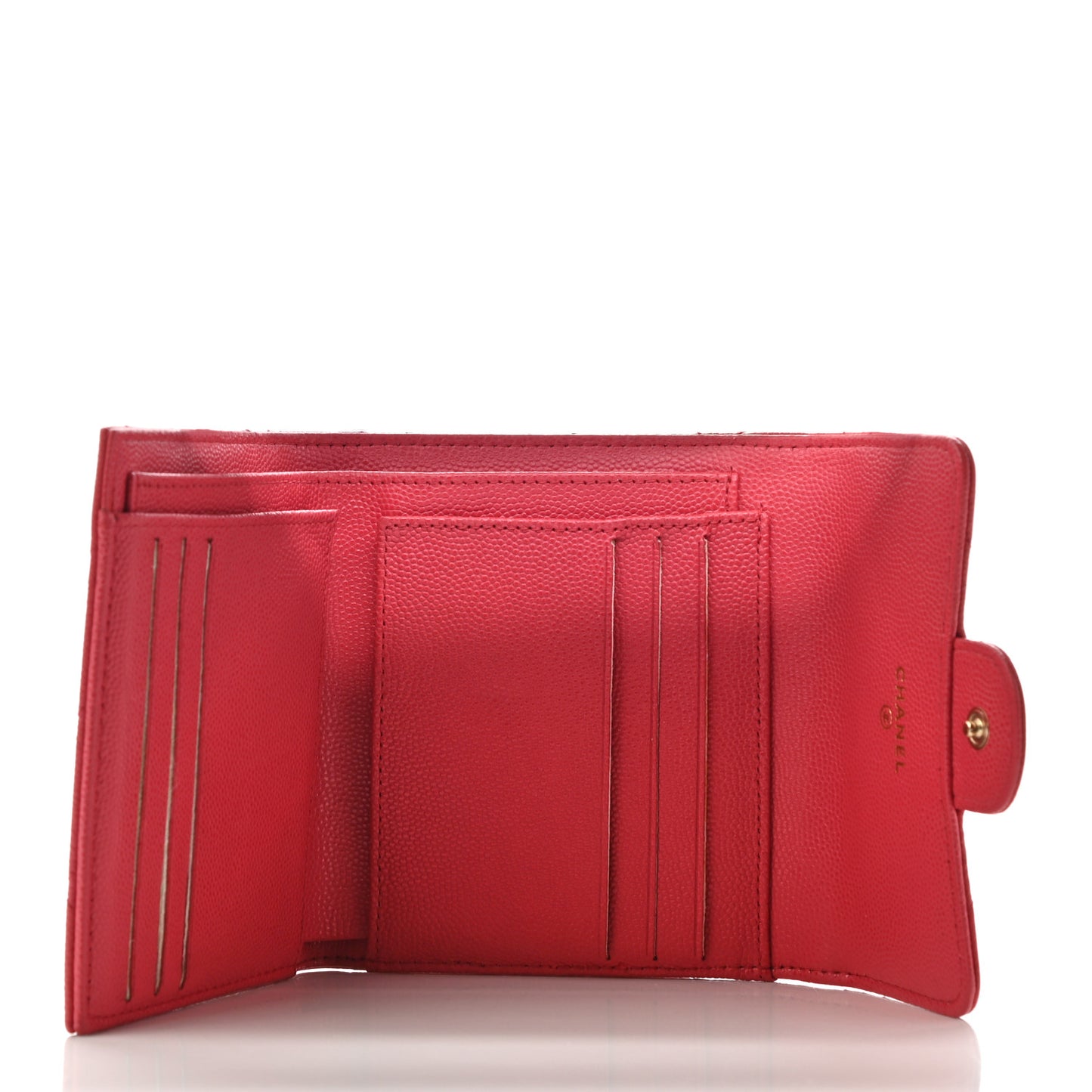 Caviar Quilted Compact Flap Wallet Red