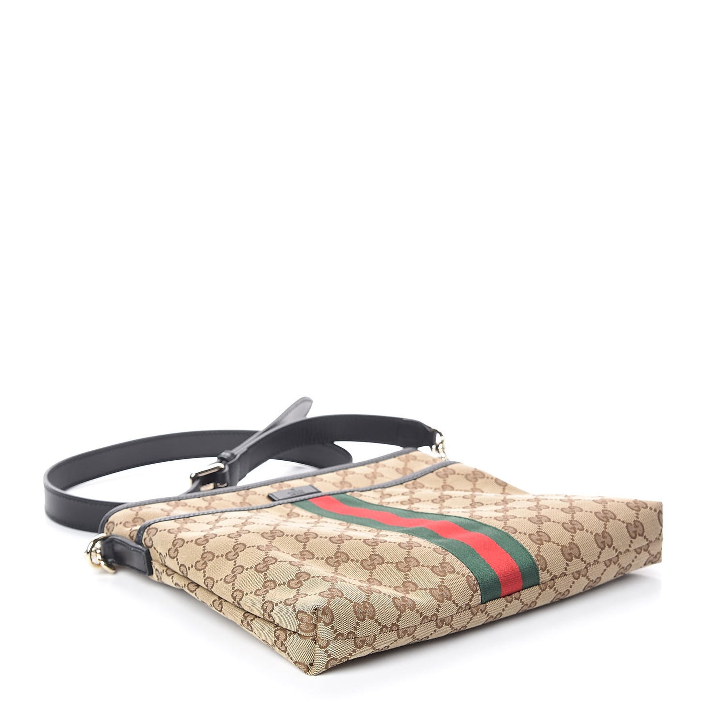 GG Monogram Web Flat Messenger Bag Black