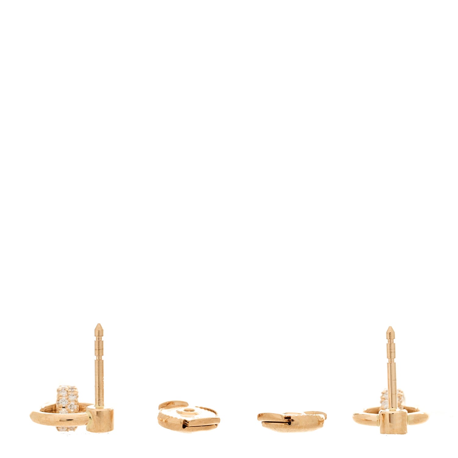 Hermes 18K Rose Gold Diamond Clou De Forge Drop Earrings 5 of 7