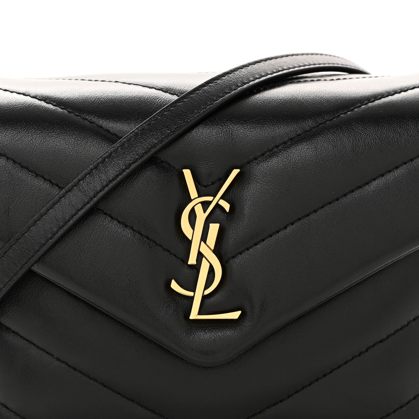 Calfskin Y Quilted Monogram Toy Loulou Crossbody Bag Black