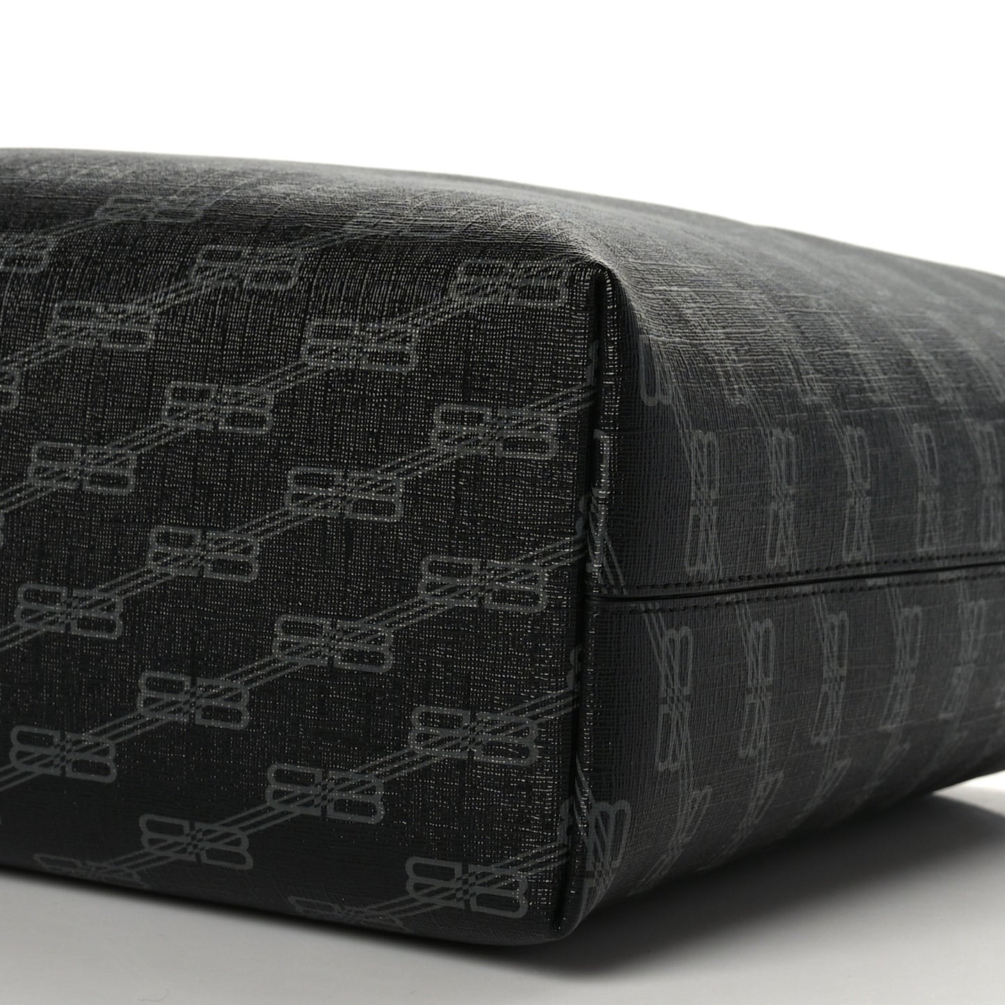 Coated Canvas BB Monogram Medium Signature East West Shopper Bag Black Grey