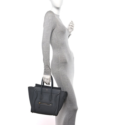 Celine Drummed Calfskin Micro Luggage Kohl 2 of 11