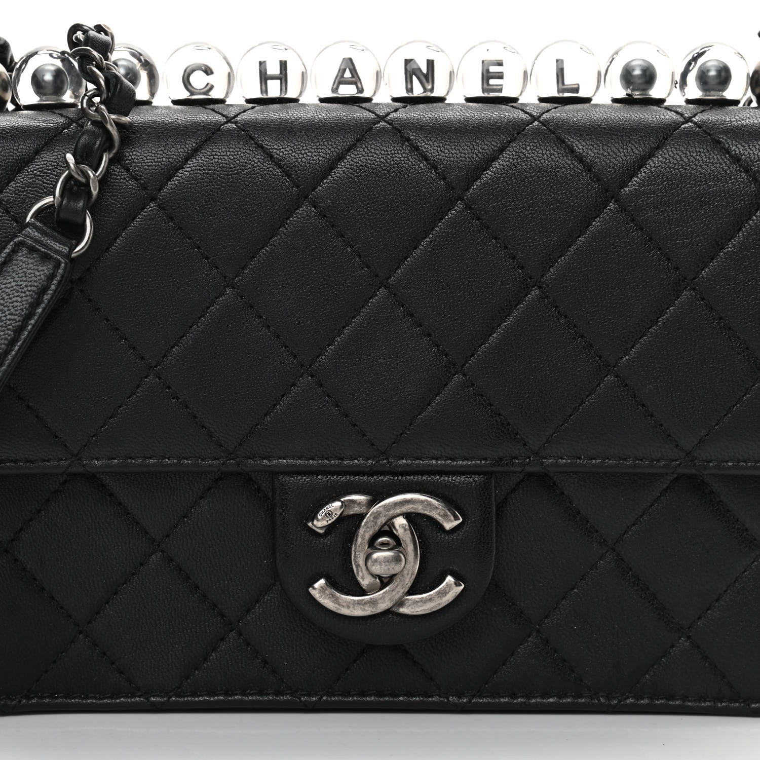 Chanel Goatskin Quilted Logo Small Chic Flap Black 8 of 18