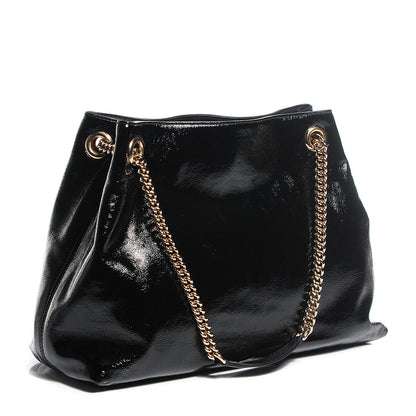 Gucci Patent Medium Soho Chain Shoulder Bag Black 3 of 8