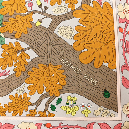 Hermes Silk Dans Les Bras De Selene Scarf 90 Vert Jaune Corail 7 of 8