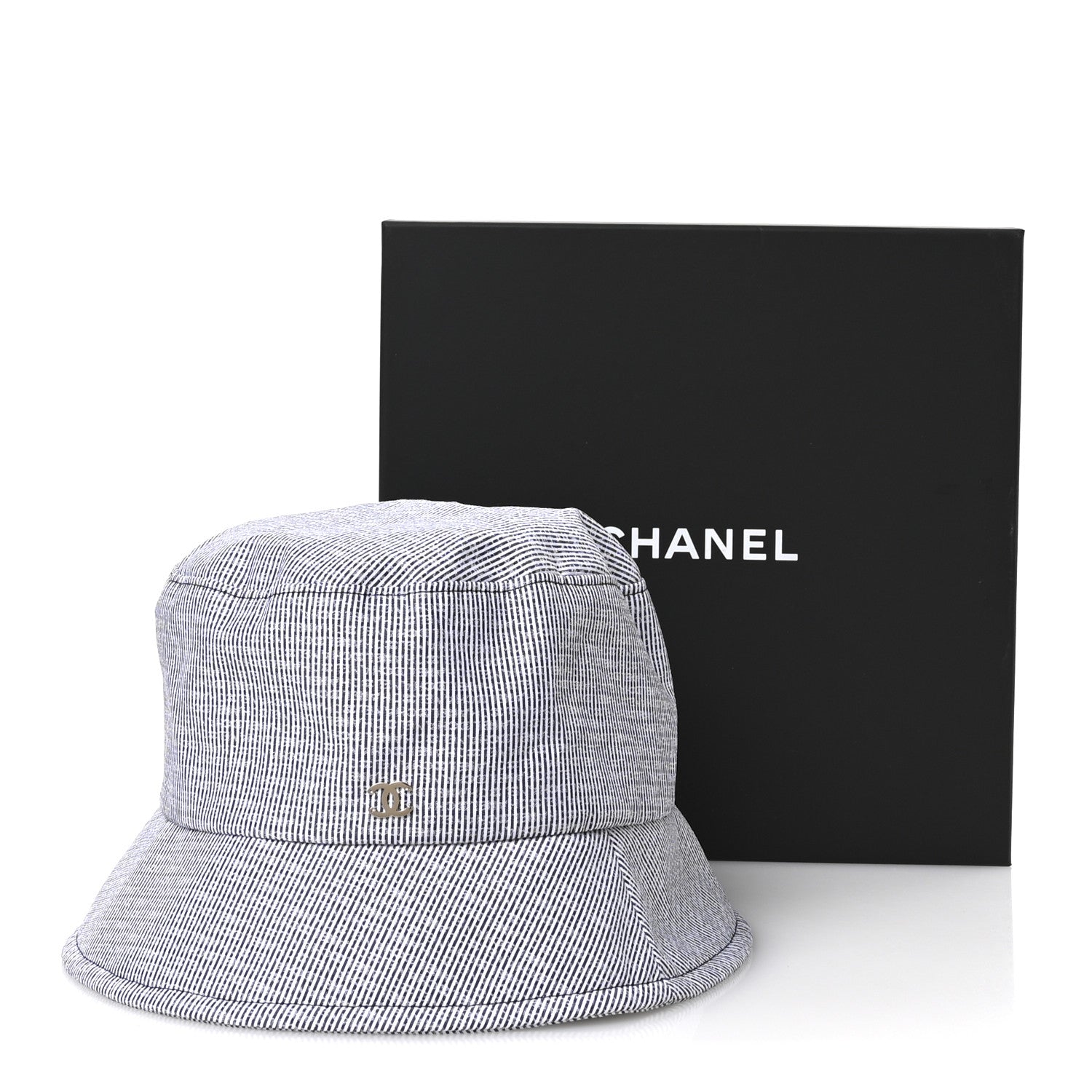 Chanel Cotton Bucket Hat M Navy White 10 of 10