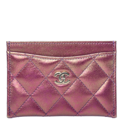Chanel Iridescent Lambskin Quilted Card Holder Purple 1 of 8