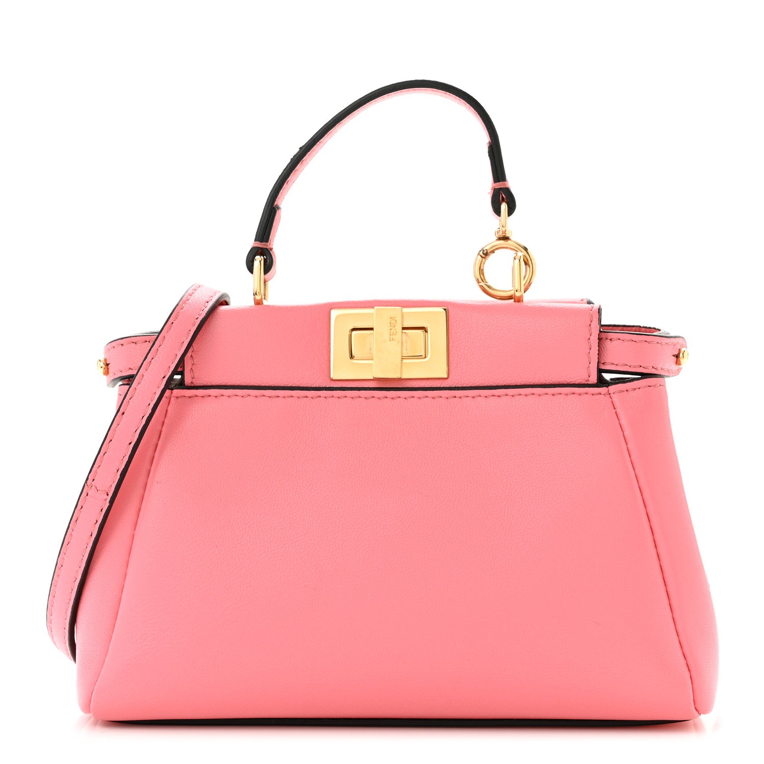 Fendi Shiny Nappa Micro Peekaboo Iconic Satchel Rosa Fluo 1 of 11