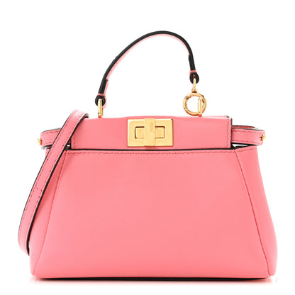 Fendi Shiny Nappa Micro Peekaboo Iconic Satchel Rosa Fluo 1 of 11