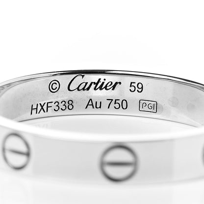 Cartier 18K White Gold 3.5mm LOVE Wedding Band Ring 59 8.75 4 of 6