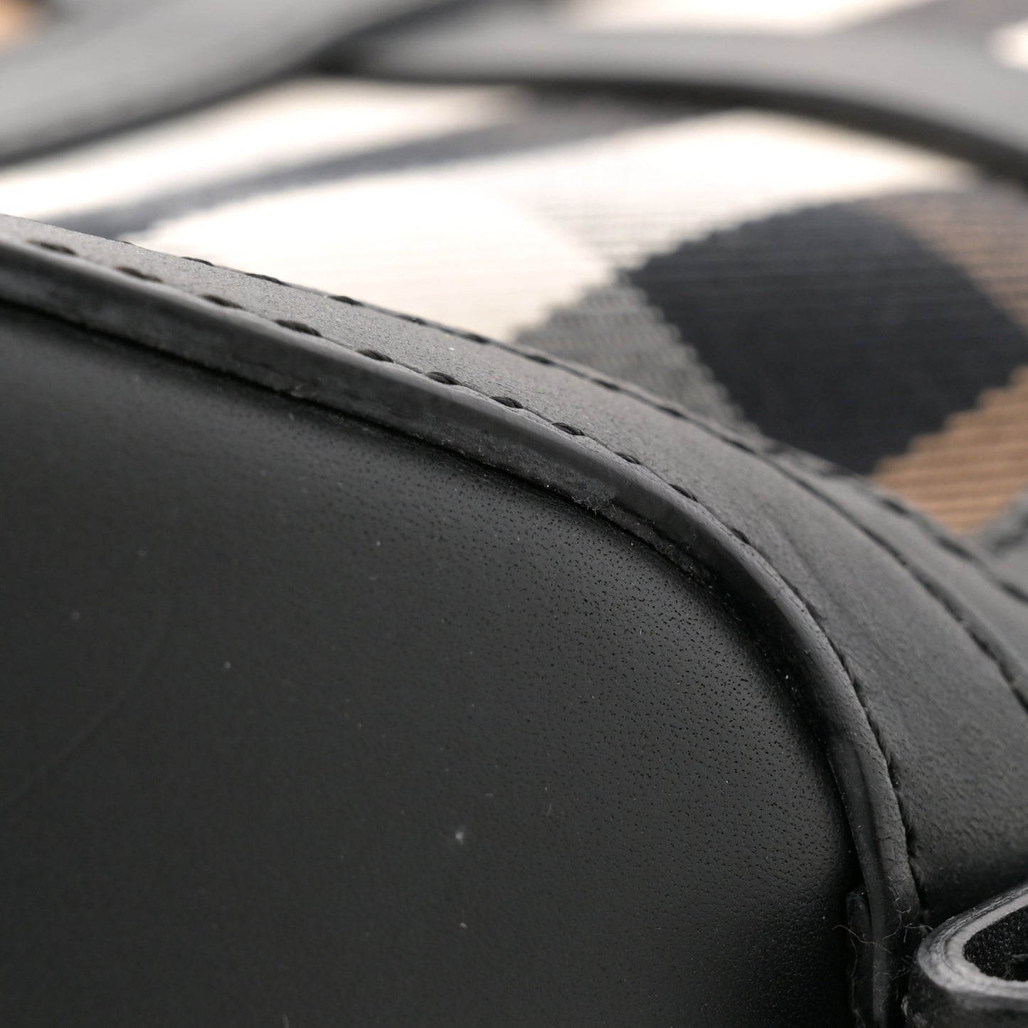 Bridle Calfskin House Check Small Orchard Bowling Bag Black