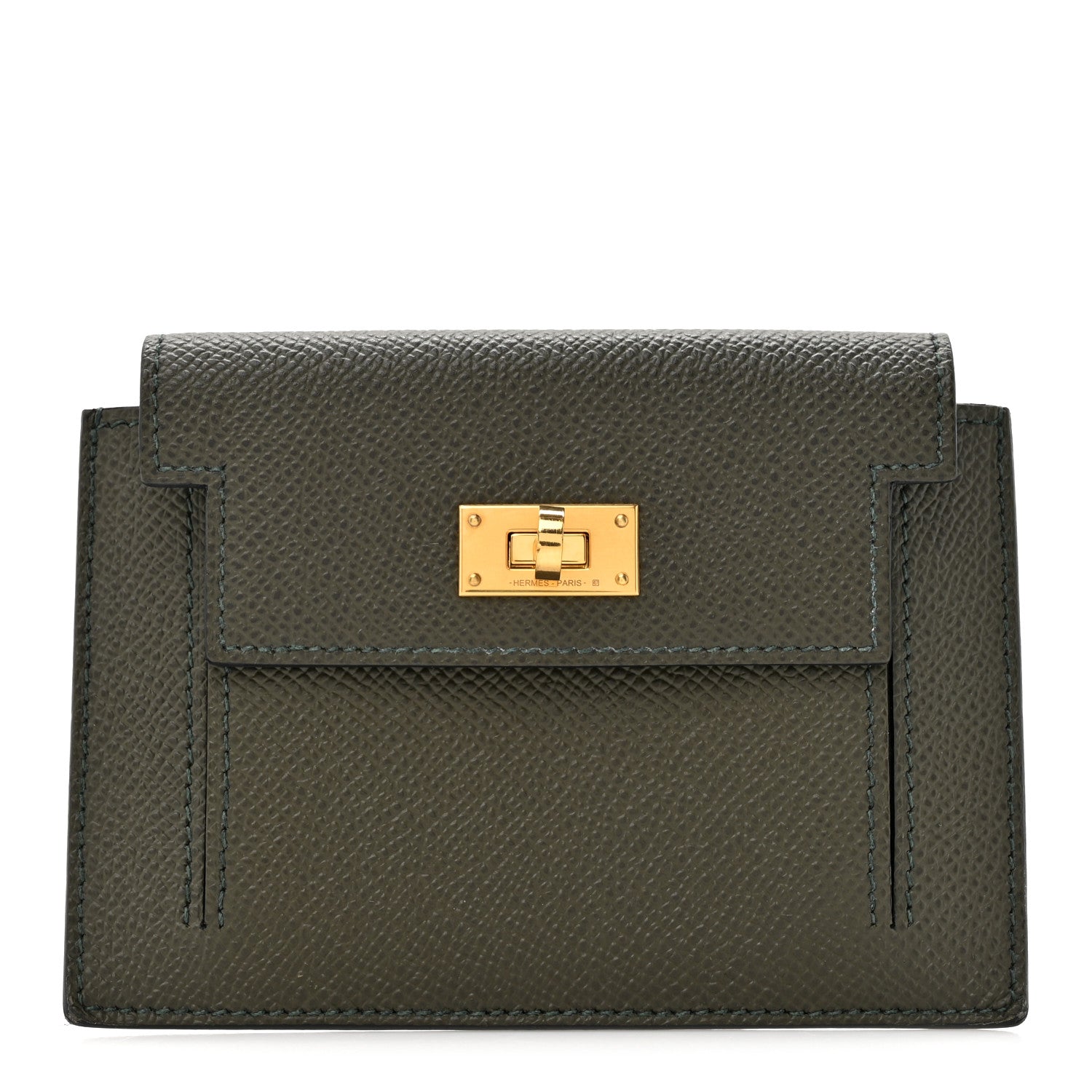 Hermes Epsom Kelly Pocket Compact Wallet Vert De Gris 1 of 8