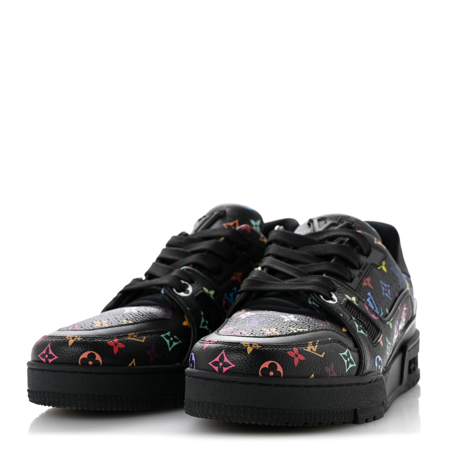 Louis Vuitton LV X TM Calfskin Monogram Multicolor Womens LV Trainer Sneakers 37.5 Black 4 of 10