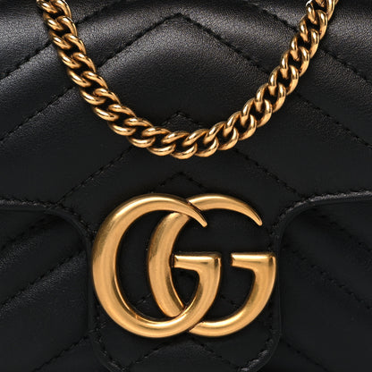 Gucci Calfskin Matelasse Super Mini GG Marmont Shoulder Bag Black 8 of 10