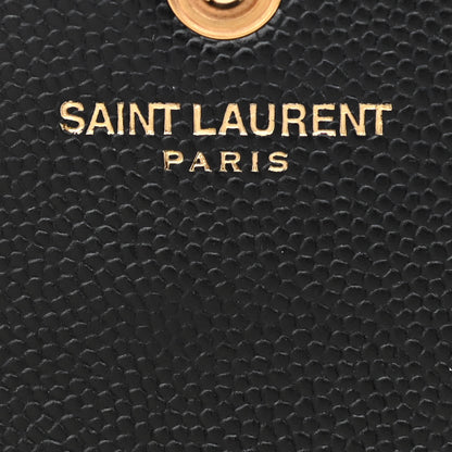 Saint Laurent Grain De Poudre Matelasse Chevron Monogram Chain Wallet Black 6 of 12