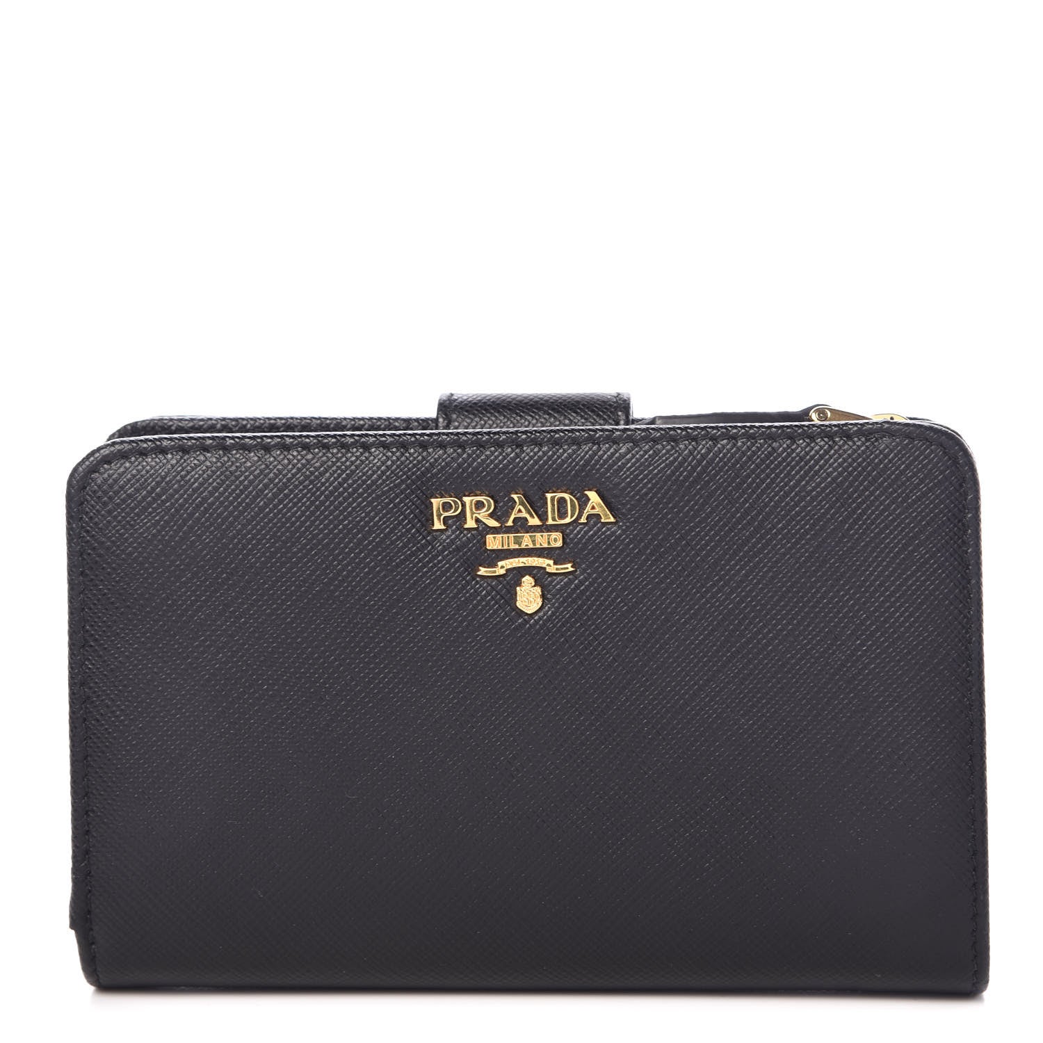 Prada Saffiano Compact Wallet Black 1 of 9
