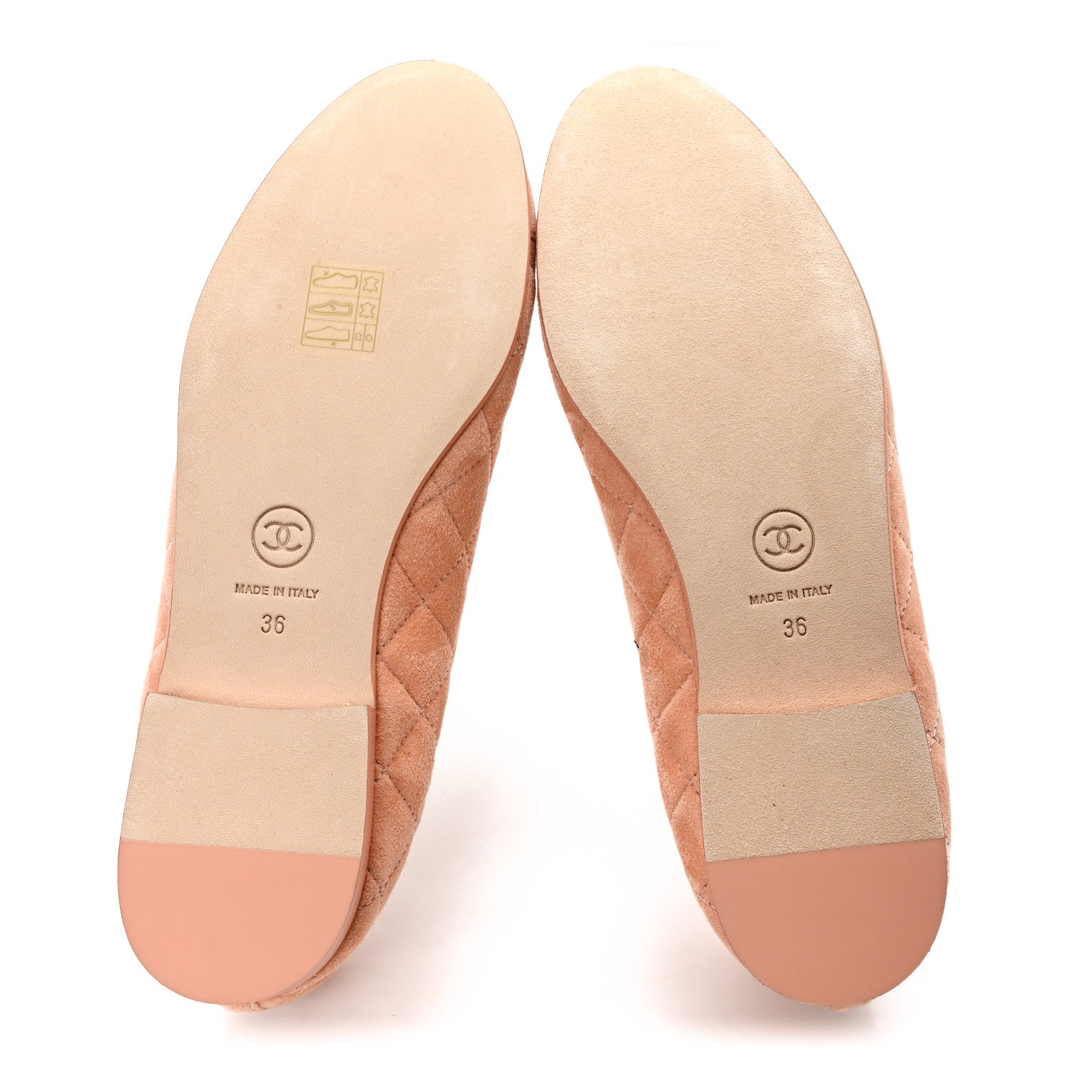 Chanel Suede Calfskin Quilted Cap Toe CC Ballerina Flats 36 Pink 6 of 9