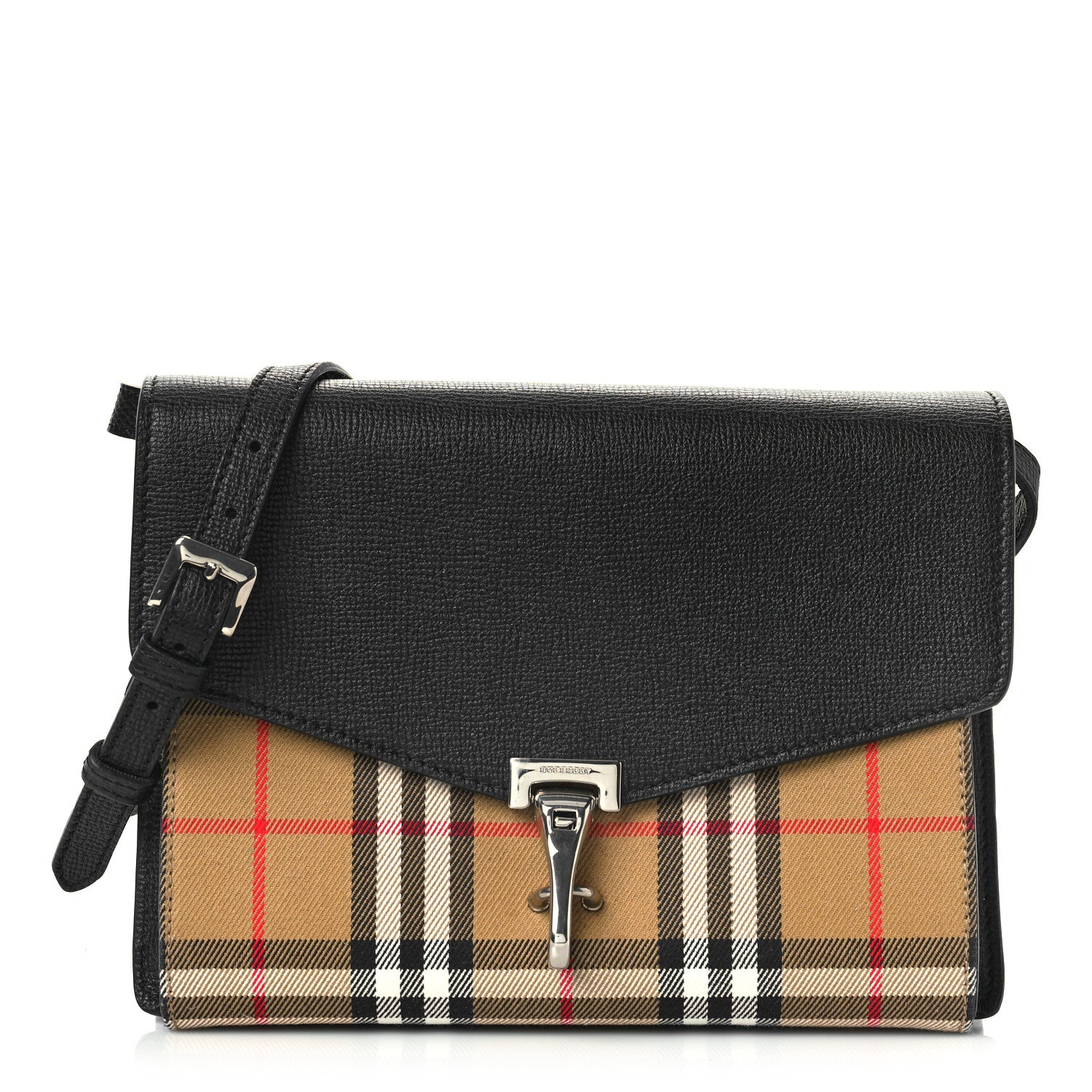 Burberry Grainy Calfskin Vintage Check Mini Macken Crossbody Bag Black 1 of 7