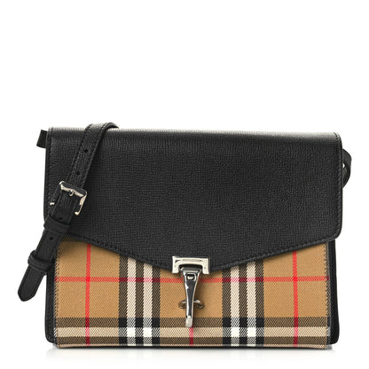 Burberry Grainy Calfskin Vintage Check Mini Macken Crossbody Bag Black 1 of 7