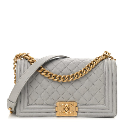 Chanel Caviar Quilted Medium Boy Flap Light Grey 1 of 11