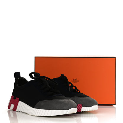 Hermes Technical Canvas Suede Goatskin Womens Bouncing Sneakers 36.5 Black Gris Osmium 8 of 8