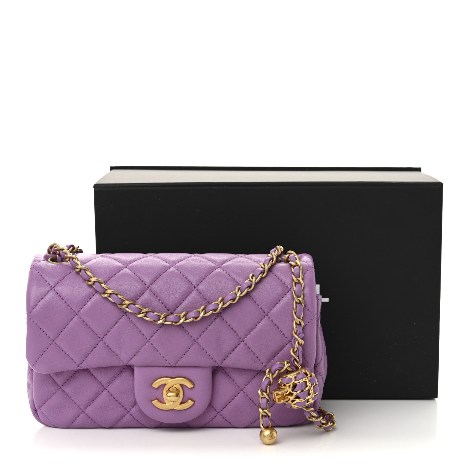 Chanel Lambskin Quilted Mini Rectangular Pearl Crush Flap Purple 11 of 11