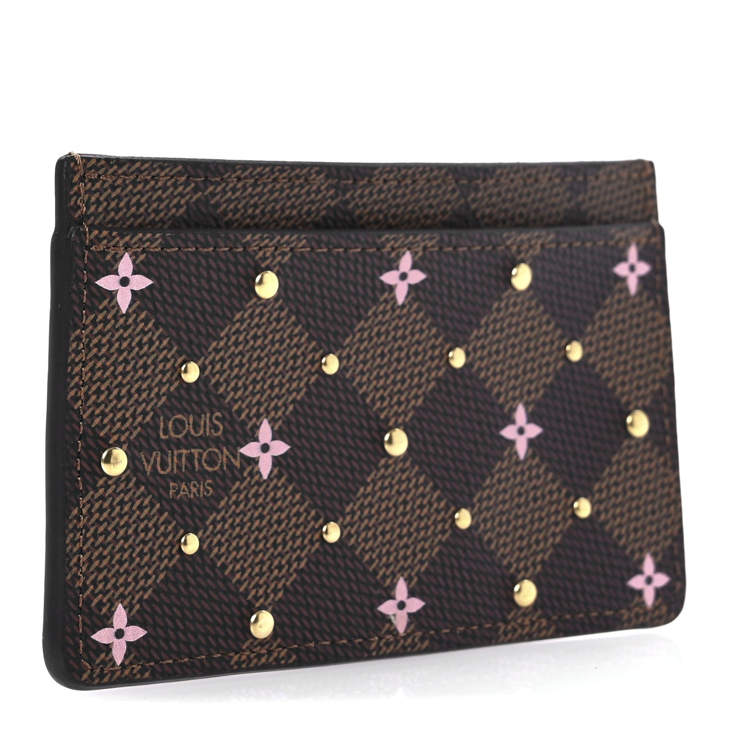 Damier Ebene Studded Card Holder