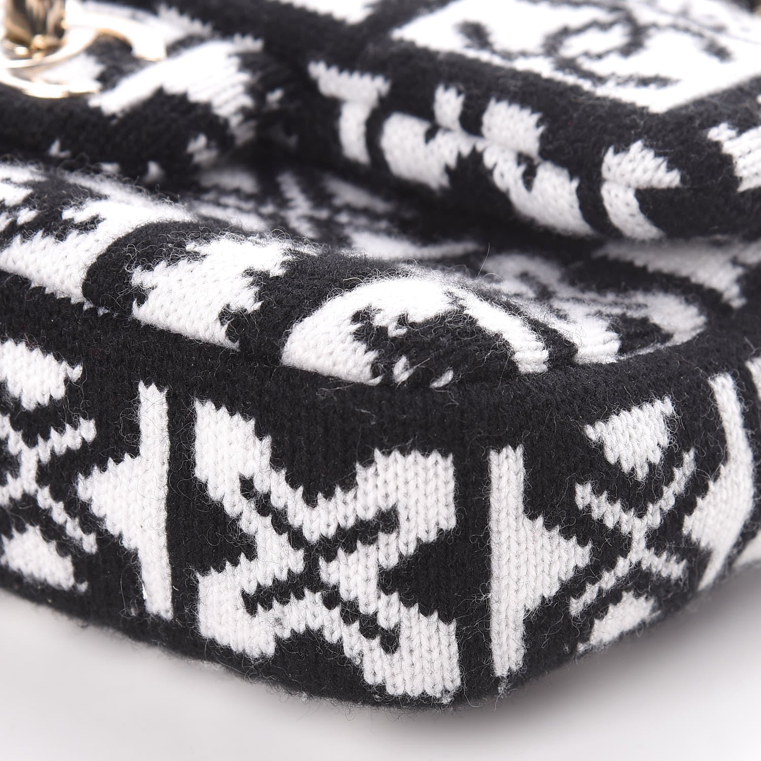 Chanel Cashmere Knit Coco Neige Flap Black White 9 of 10