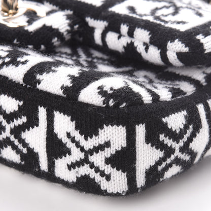 Chanel Cashmere Knit Coco Neige Flap Black White 9 of 10