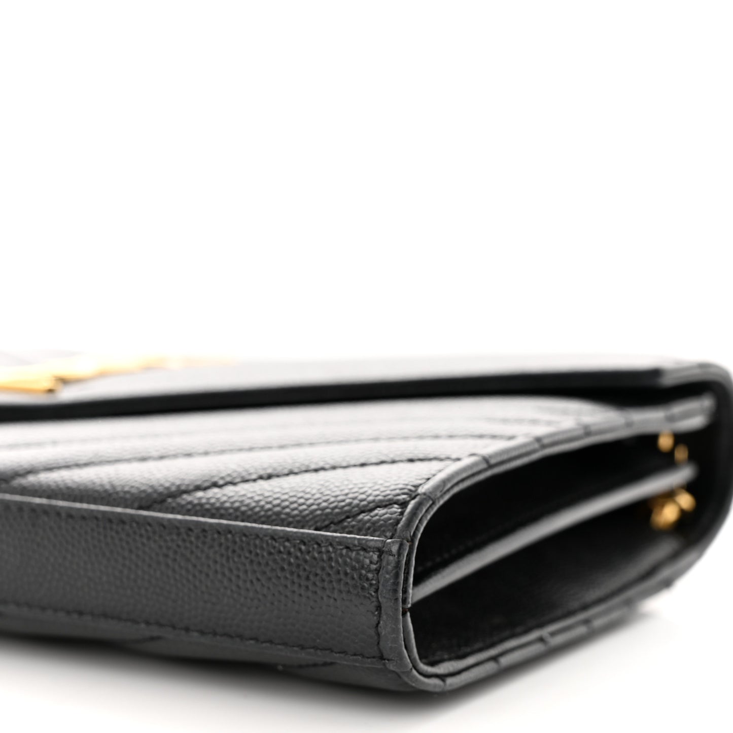 Grain De Poudre Matelasse Chevron Monogram Chain Wallet Black
