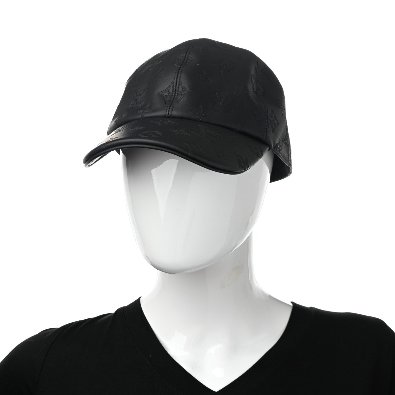 Louis Vuitton Calfskin Monogram Shadow Baseball Cap 60 Black 2 of 12
