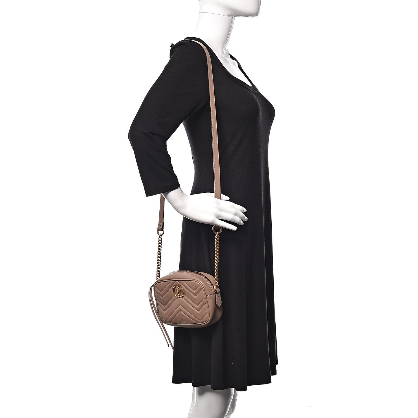 Calfskin Matelasse Mini GG Marmont Chain Shoulder Bag Porcelain Rose