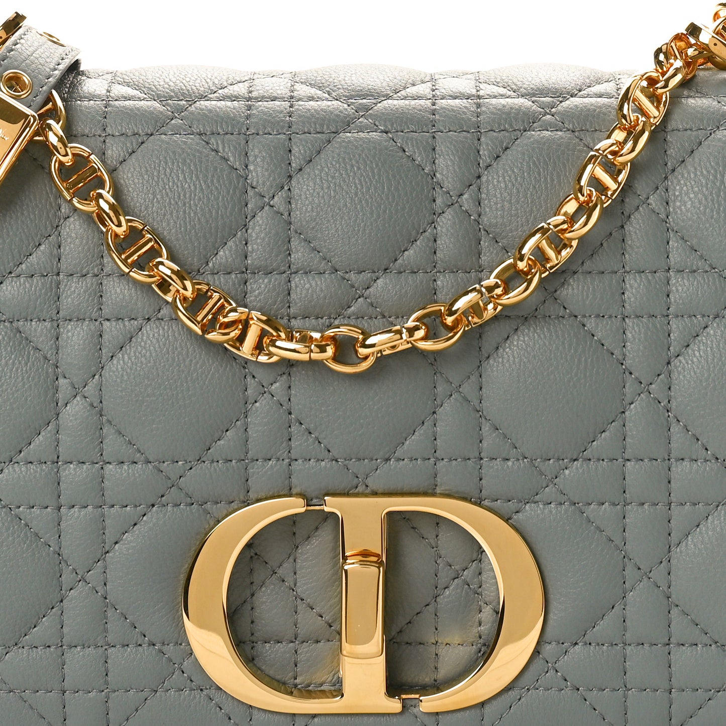 Calfskin Cannage Medium Caro Bag Ethereal Grey