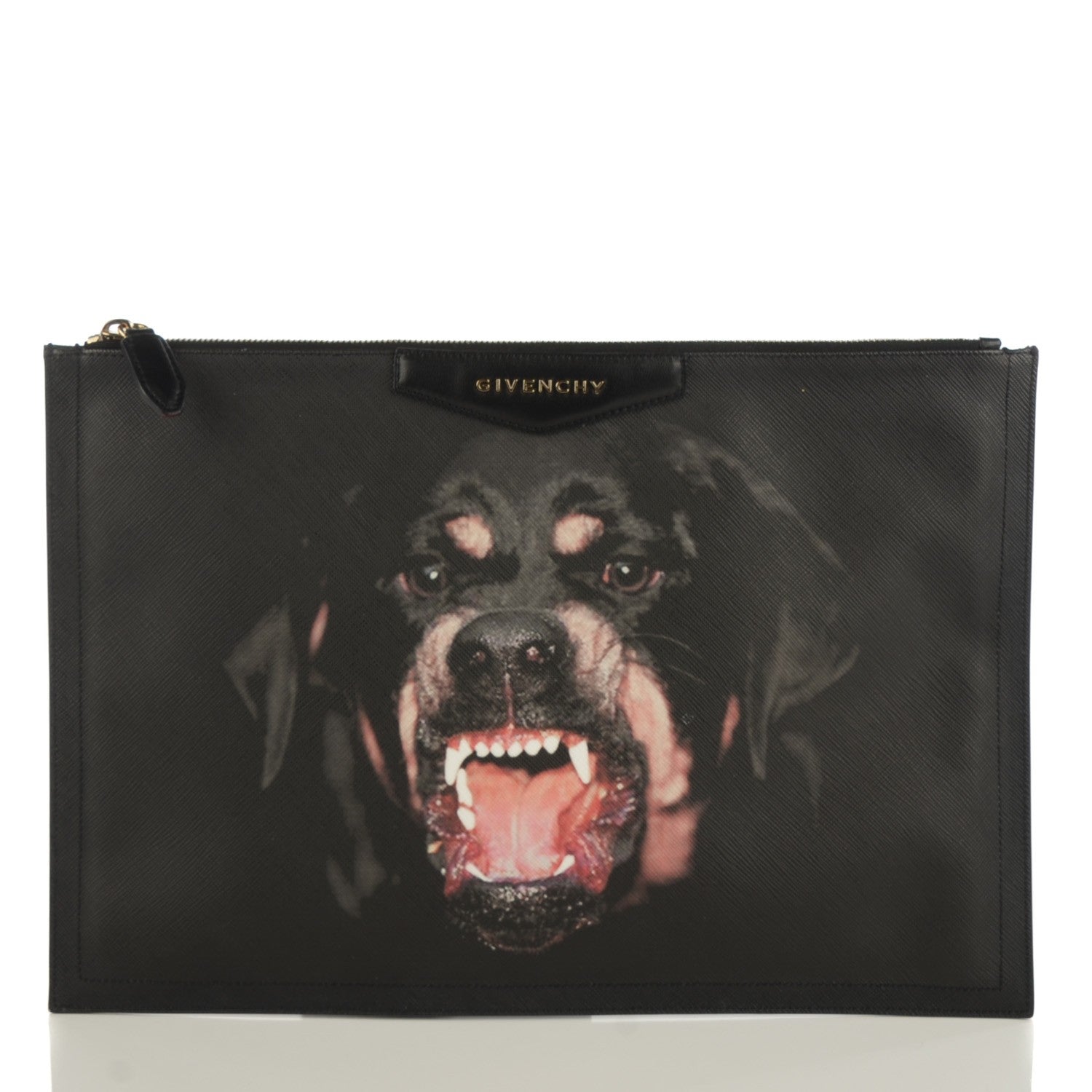 Givenchy Textured Coated Canvas Rottweiler Print Large Cosmetic Pouch Black 1 of 7
